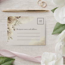 Boda sobres RSVP tarjeta de retorno de rosa blanco