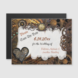 Boda Steampunk Ahorra la tarjeta magnética de fech