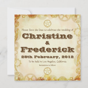 Boda Steampunk, anuncio de "save the date"