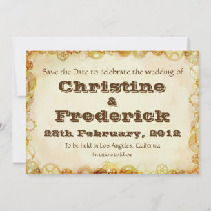 Boda Steampunk, anuncio de "save the date"