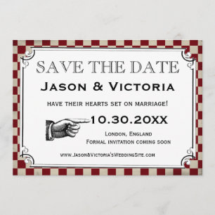 Boda Steampunk Checkerboard Guardar las tarjetas d