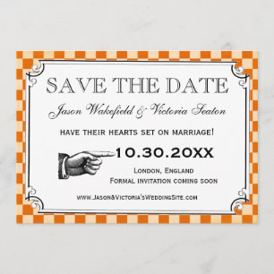 Boda Steampunk Checkerboard Guardar las tarjetas d