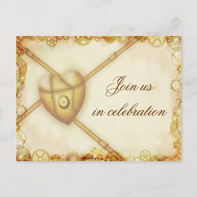 Boda Steampunk, postal de invitación (Anverso)