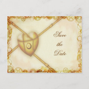 Boda Steampunk, tarjeta postal de guardar la fecha