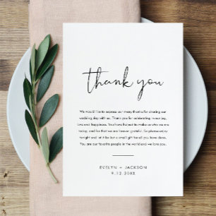 BODA STELLA Gracias Carta Tarjeta de nota Napkin