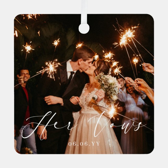 Boda su voto foto Keepsake Ornamento Metalizado (Anverso)