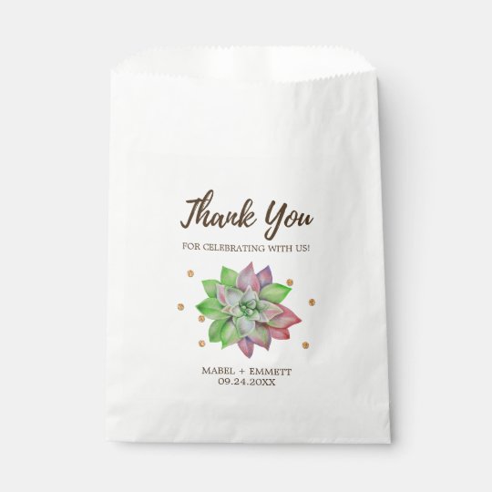 Boda suculento floral rosado de Boho y de la menta Bolsa De Papel