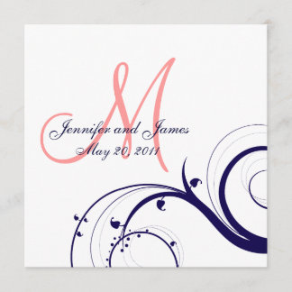 Boda Swirl Invitaciones Navy Coral Azul Rosa