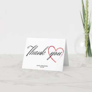 Boda, tarjeta de agradecimiento con corazón