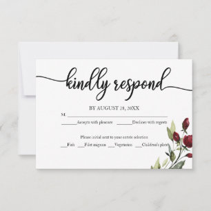 Boda Tarjeta RSVP Burgundy Floral