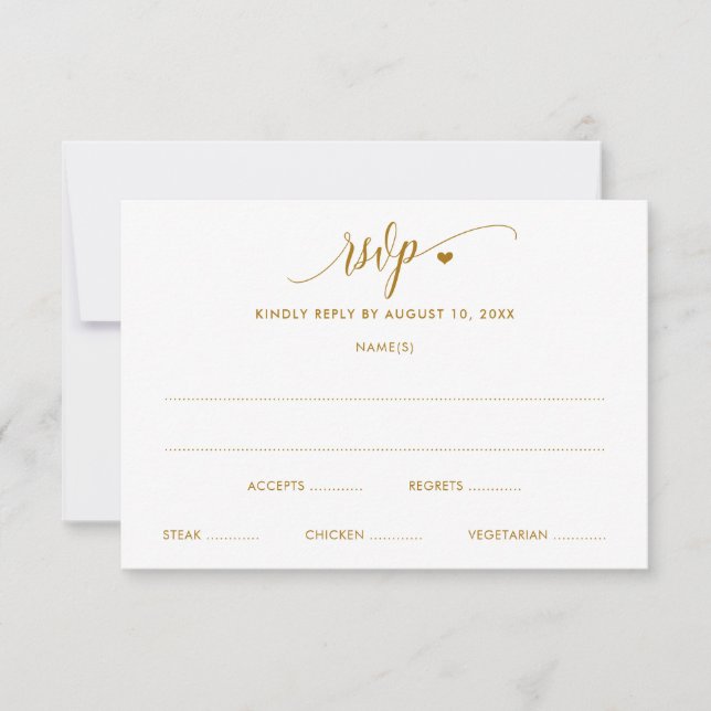 Boda Tarjeta RSVP Modern Fun Gold Caligrafía (Anverso)