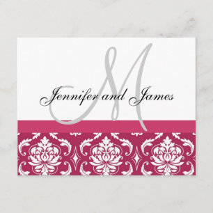 Boda Tarjeta RSVP Monograma y nombres de Damasco R