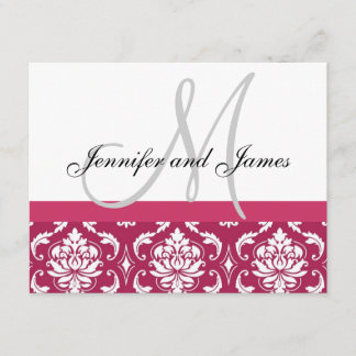 Boda Tarjeta RSVP Monograma y nombres de Damasco R