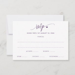 Boda Tarjeta RSVP Pluma moderna de diversión / púr