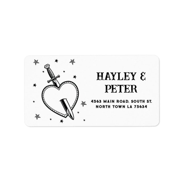 Boda Tattoo Heart Address Labels Pegatinas (Frente)
