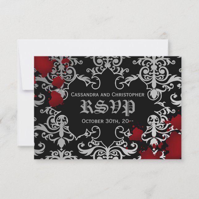 Boda temática de vampiros de Halloween RSVP (Anverso)
