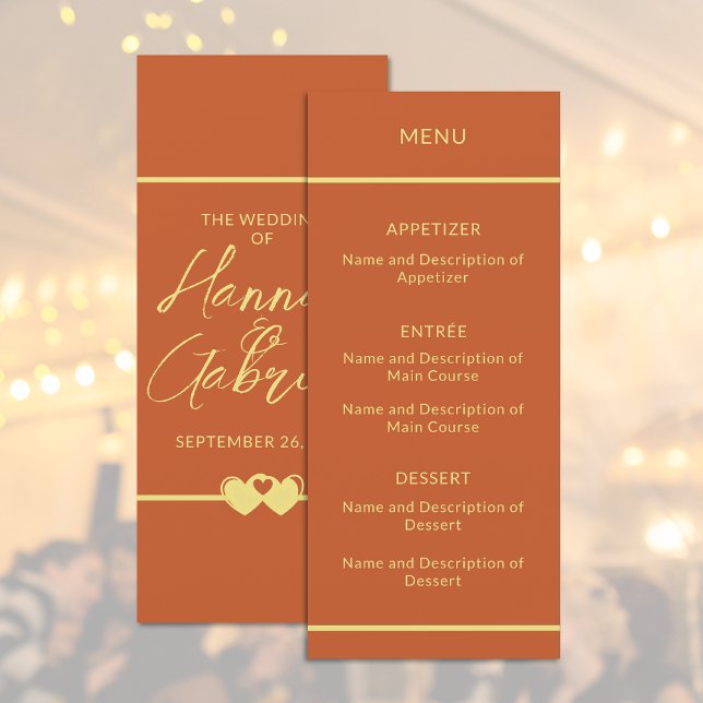 Boda Terracotta Gold Flat Menu (Wedding Terracotta Gold Flat Menu)