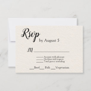 Boda texturada de marfil RSVP con opción de menú