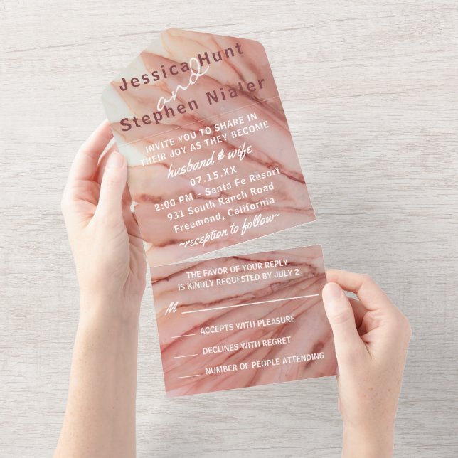 Boda Todo N Un Bonito de invitación en rosa (desgarro)