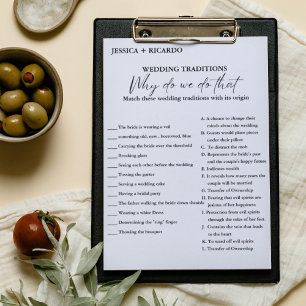 Boda tradiciones Ducha de novia Tarjeta de juego