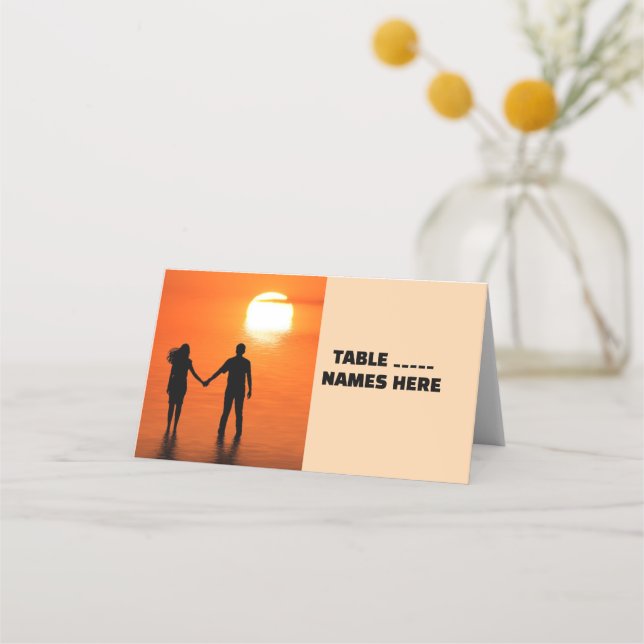 BODA TROPICAL BEACH SUNSET Tarjetas de plaza plega (Anverso)