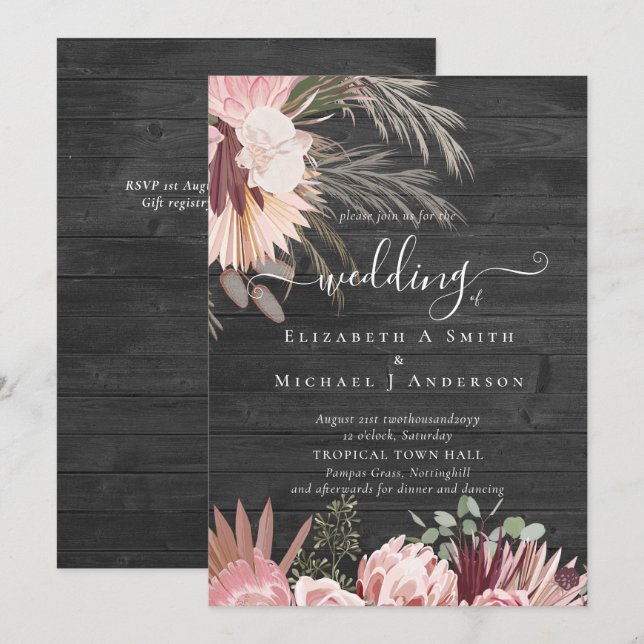 Boda Tropical de Borgoña Pampas (Anverso / Reverso)