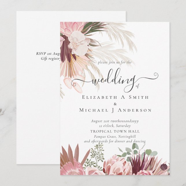 Boda Tropical de Borgoña Pampas (Anverso / Reverso)