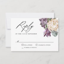 Boda tropical de ciruela morada RSVP