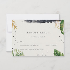 Boda tropical de color verde y oro RSVP