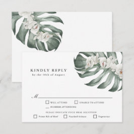 Boda tropical de orquídeas blancas RSVP con árbole