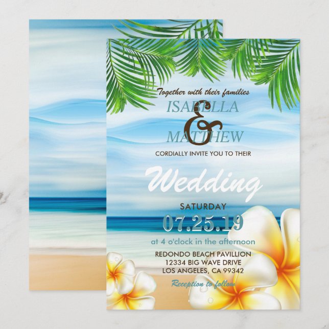Boda tropical de playa | Invitaciones (Anverso / Reverso)