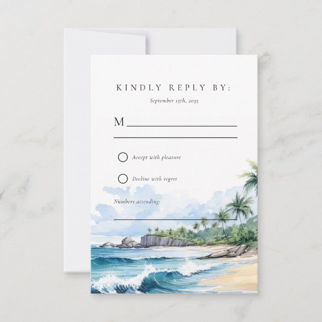 Boda tropical de playa RSVP (Anverso)