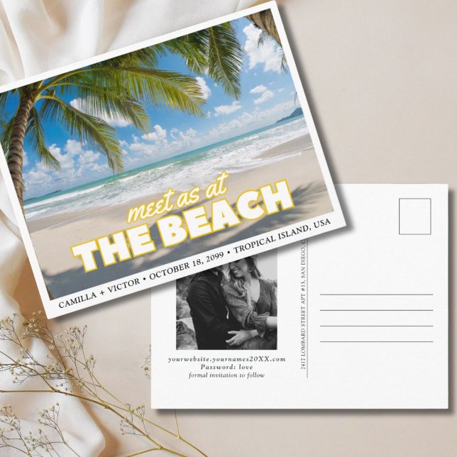 Boda tropical de playa salva la postal de fecha (Tropical Beach Wedding Save the Date Postcard
)