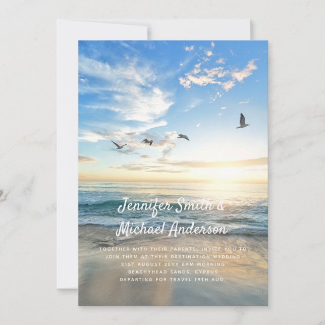 Boda tropical en la playa en el extranjero Foto Oc (Anverso)