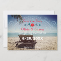 Boda tropical en la playa Guardar la tarjeta de fe