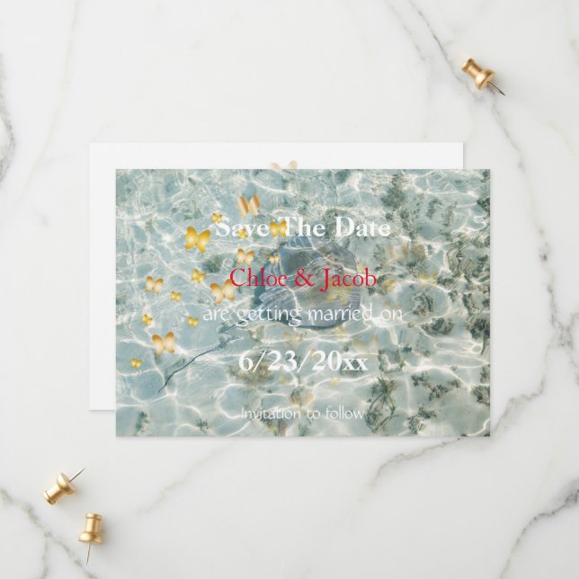 Boda tropical en la playa Guardar la tarjeta de fe (Anverso/Reverso In Situ)