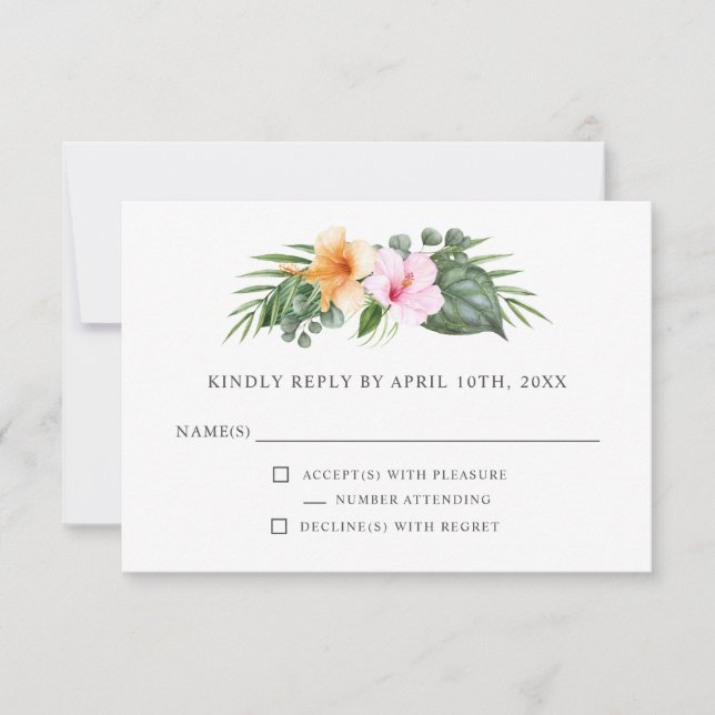 Boda tropical en Paradise Floral RSVP (Anverso)