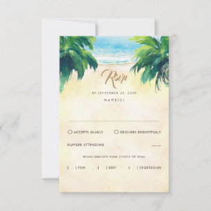 Boda Tropical Floral Beach Wedding RSVP