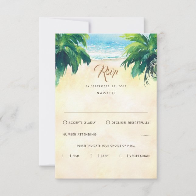 Boda Tropical Floral Beach Wedding RSVP (Anverso)
