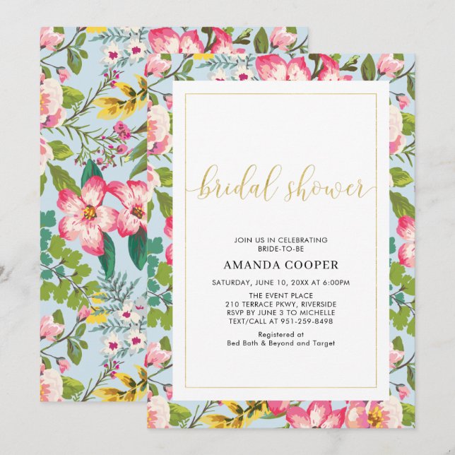 Boda tropical moderno Invitación a ducha de novia (Anverso / Reverso)