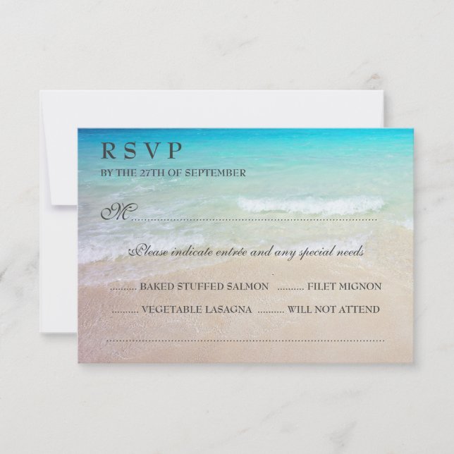 Boda tropical oceánica RSVP con entradas (Anverso)