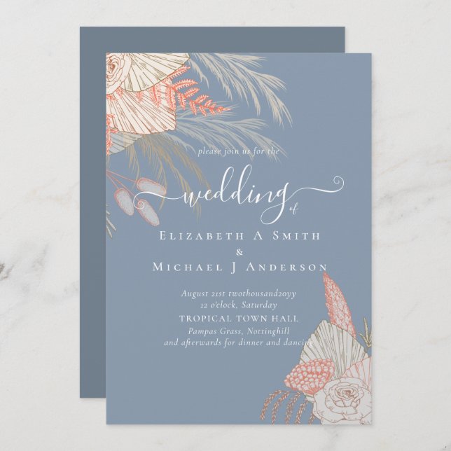 Boda Tropical Pampas Grass Terracotta (Anverso / Reverso)