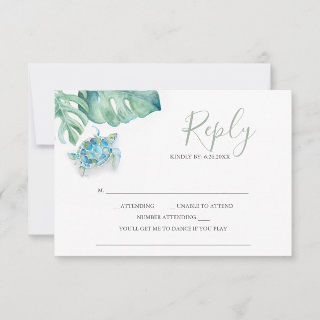 Boda tropical Tarjetas RSVP Hojas de palmas de tor (Anverso)