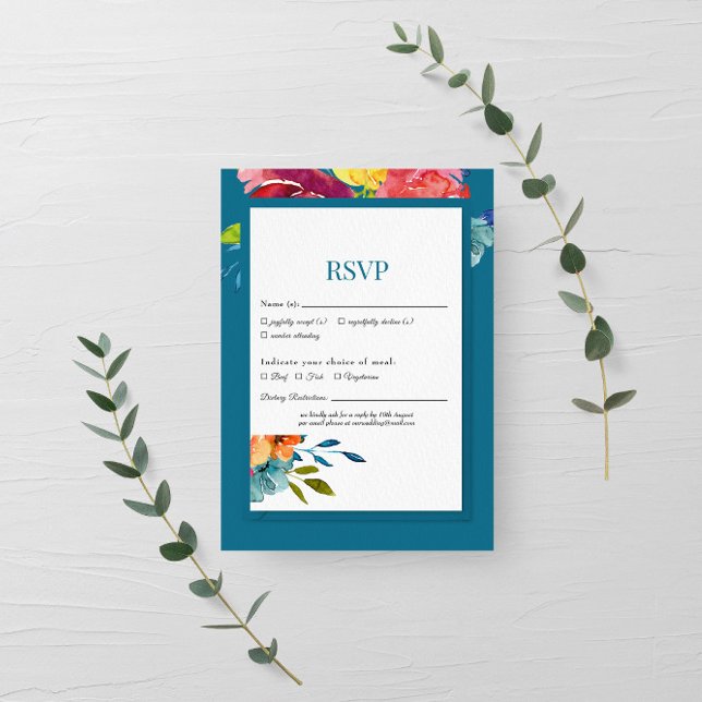Boda turquesa de color verano brillante RSVP (Subido por el creador)