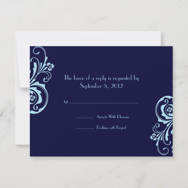 Boda turquesa y de Moda azul RSVP (Anverso)