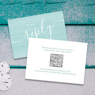Boda Turquoise Blue Script RSVP