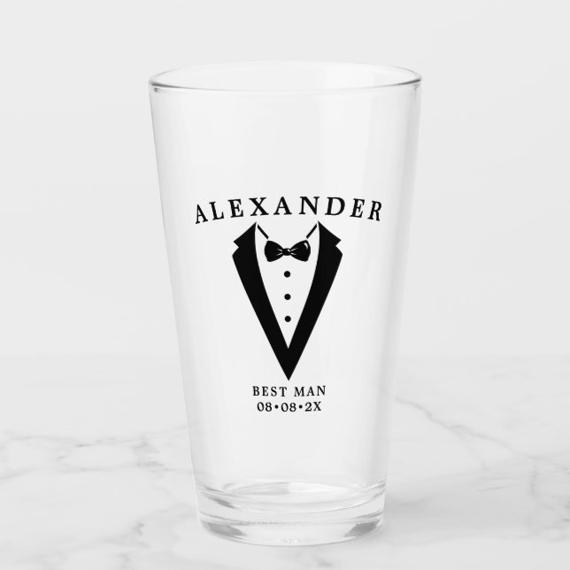 Boda Tuxedo Personalizado Mejor Vidrio Hombre (Anverso)