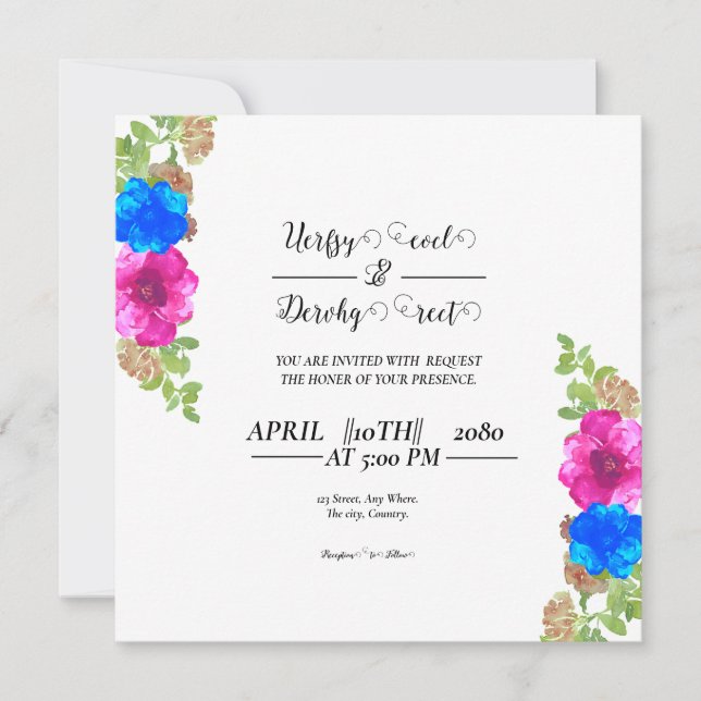 Boda Vector De Diseño De Invitación De Boda Floral (Anverso)