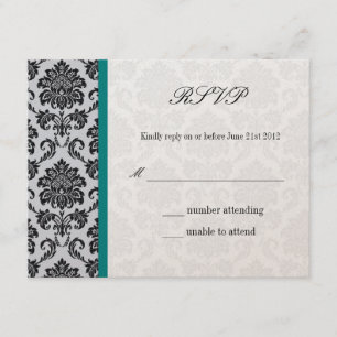 Boda verde azulada Monograma Damask Vintage RSVP