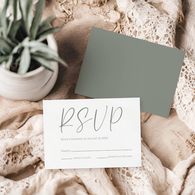 Boda verde blanca y sabia moderna RSVP (Subido por el creador)
